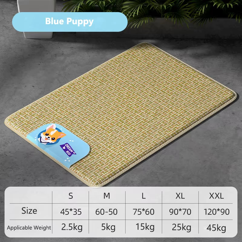 Natural Weave Pet Summer Cooling Mat for Cats and Dogs - Comfortable Bed for Home Use