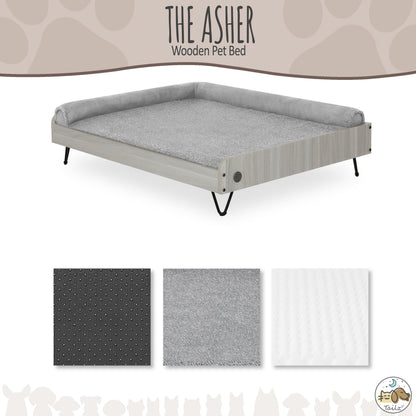 Asher Elevated Wooden Pet Bed with Mattress | Large to Extra Large | Greenguard Gold Certified