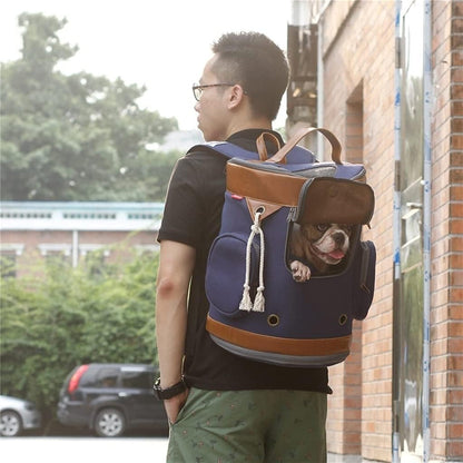 Portable Travel Pet Backpack - Breathable Pet Carrier for Cats and Dogs (Color: Blue)