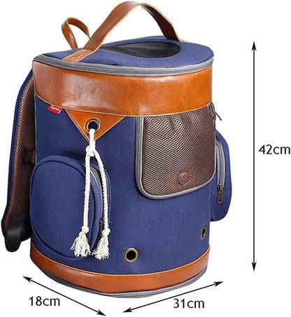 Portable Travel Pet Backpack - Breathable Pet Carrier for Cats and Dogs (Color: Blue)