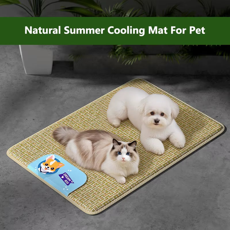 Natural Weave Pet Summer Cooling Mat for Cats and Dogs - Comfortable Bed for Home Use