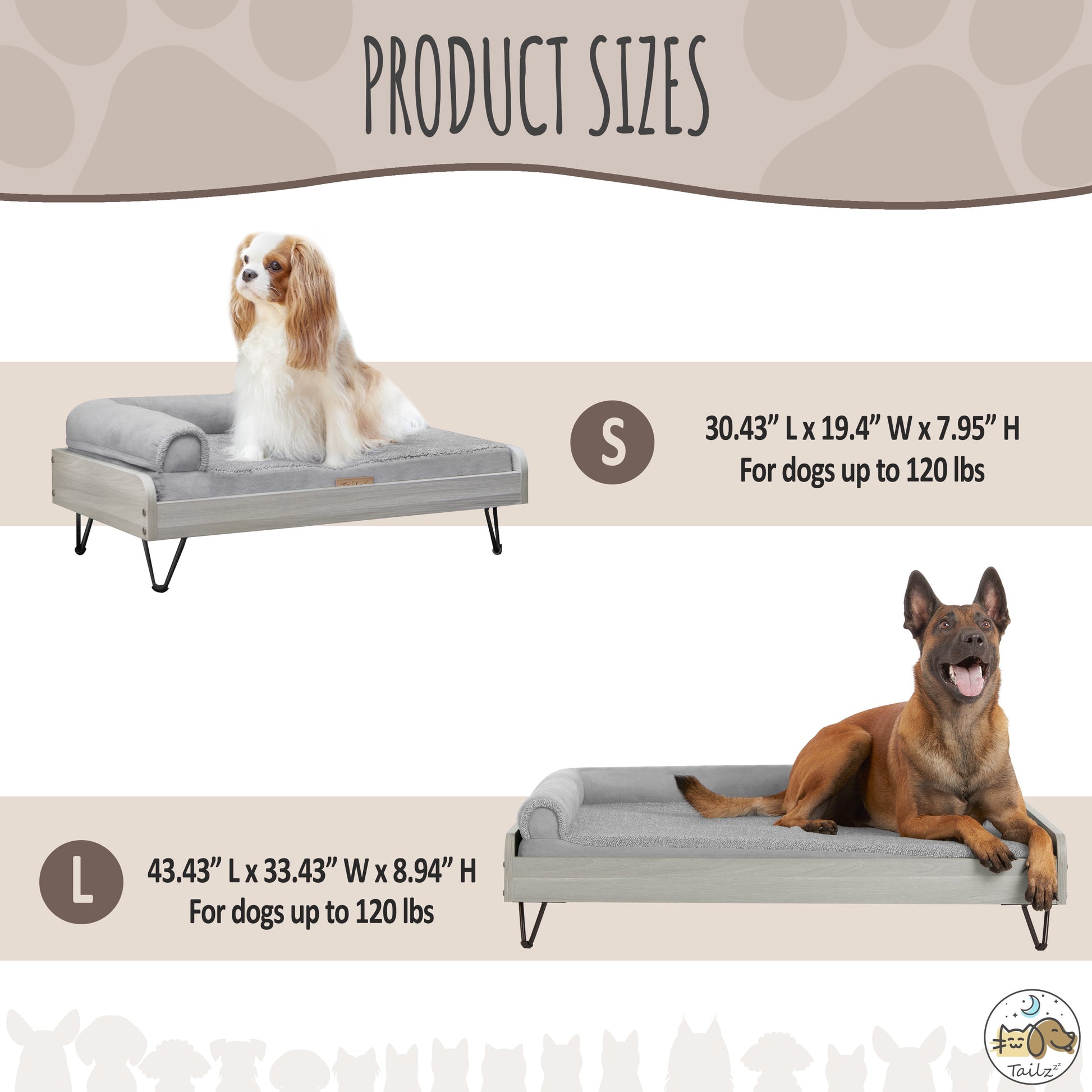Asher Elevated Wooden Pet Bed with Mattress | Large to Extra Large | Greenguard Gold Certified