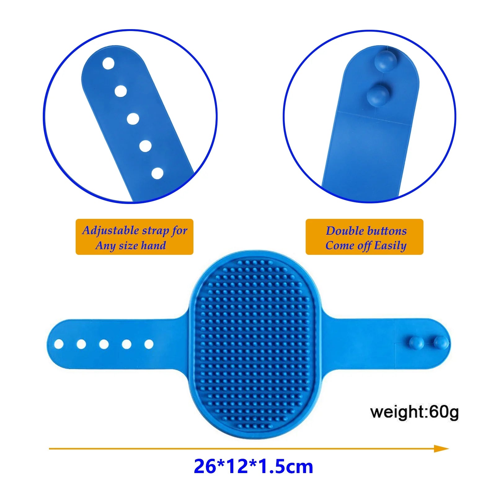 3-Pack Adjustable Width Pet Bath Brushes for Dogs and Cats - Soft Grooming and Washing Tools (Blue, Green, Yellow)