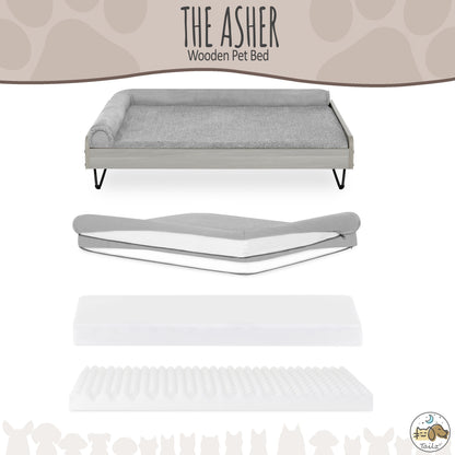 Asher Elevated Wooden Pet Bed with Mattress | Large to Extra Large | Greenguard Gold Certified
